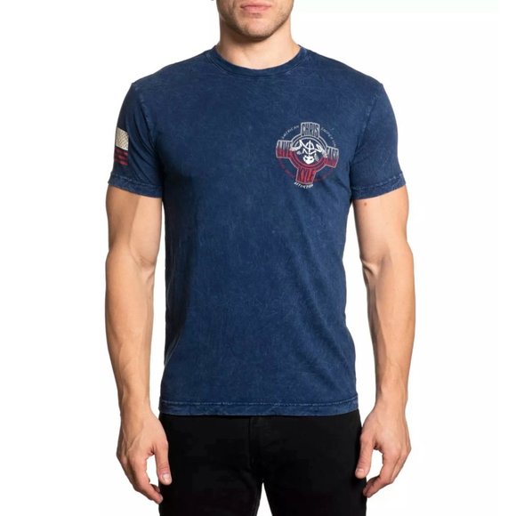 AFFLICTION Men's T-Shirt S/S CK CROSSED TEE Black - Picture 2 of 13